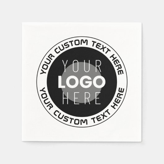 Serviette En Papier Texte circulaire modifiable et logo remplaçable |  (Devant)