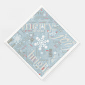 Serviette En Papier Texte de Noël et Motif de flocon de neige Blue ID2 (Coin)