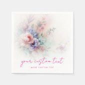 Serviette En Papier Texte de script manuscrit tendance Fleurs aquarell (Devant)