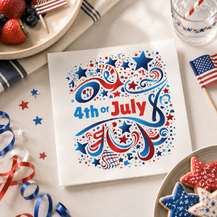 Serviette En Papier Texte du 4 juillet et célébration patriotique des