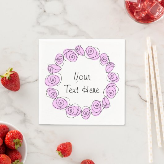 Serviette En Papier Texte du cercle Lilac rose (En situation)