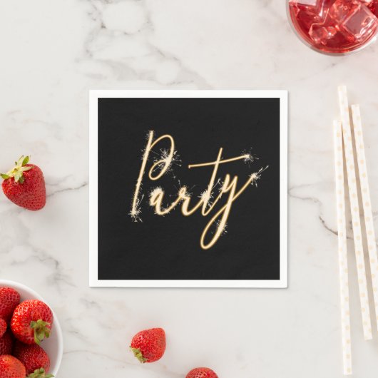 Serviette En Papier Texte du parti Sparkler en noir (En situation)