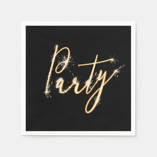 Serviette En Papier Texte du parti Sparkler en noir (Devant)