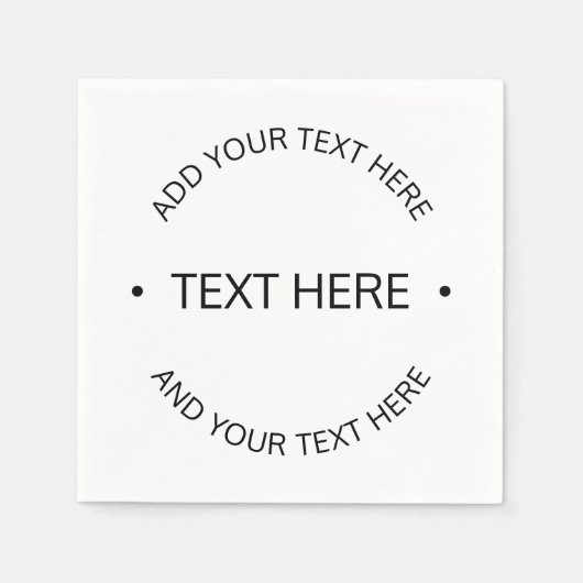 Serviette En Papier Texte éditable simple moderne | Blanc & Noir (Devant)