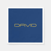 Serviette En Papier Texte élégant modifiable | Or et bleu marine (Devant)