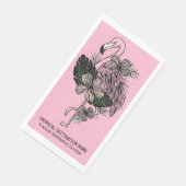 Serviette En Papier Texte et couleur personnalisés Flamant rose rose (Coin)