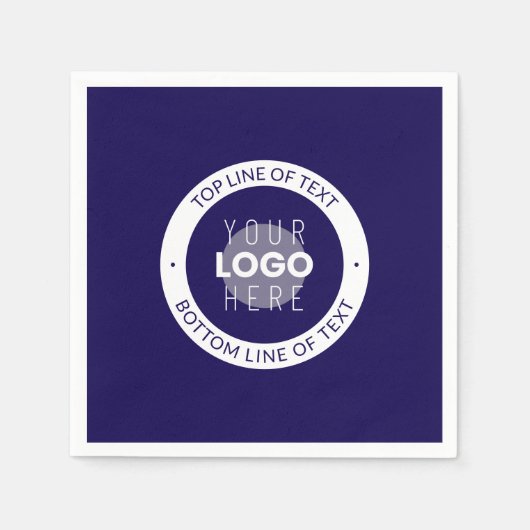 Serviette En Papier Texte et logo personnalisables | Bleu foncé violet (Devant)