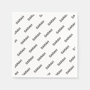 Serviette En Papier Texte extensible personnalisable Blanc et noir mod