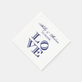 Serviette En Papier Texte graphique LOVE - Bleu (Coin)