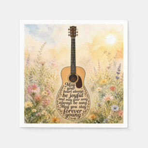 Serviette En Papier Texte inspirant sur une guitare acoustique