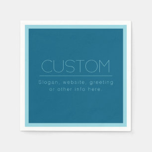 Serviette En Papier Texte moderne personnalisable Bleu océan et œuf