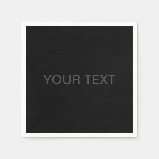 Serviette En Papier Texte modifiable moderne | Gris foncé et noir (Devant)