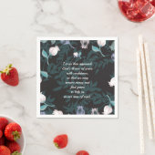 Serviette En Papier Texte modifié design floral noir ver (En situation)