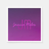Serviette En Papier Texte monogramme modifiable moderne & Ombre violet (Devant)