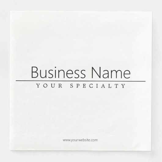 Serviette En Papier Texte noir classique simple sur blanc (Devant)