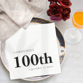 Serviette En Papier Texte noir personnalisé moderne 100ème Nom Date