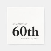 Serviette En Papier Texte noir personnalisé moderne 60ème Nom Date (Devant)
