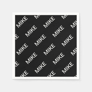 Serviette En Papier Texte personnalisable   Bold Modern Black & White