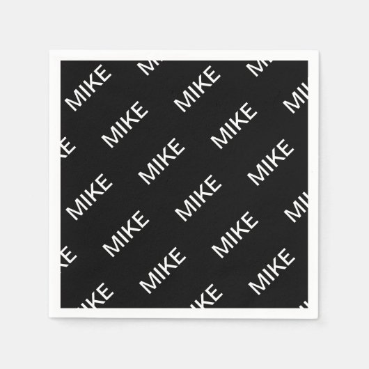 Serviette En Papier Texte personnalisable | Bold Modern Black & White (Devant)