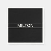 Serviette En Papier Texte personnalisable | Bold Modern Black & White (Devant)