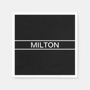 Serviette En Papier Texte personnalisable   Bold Modern Black & White