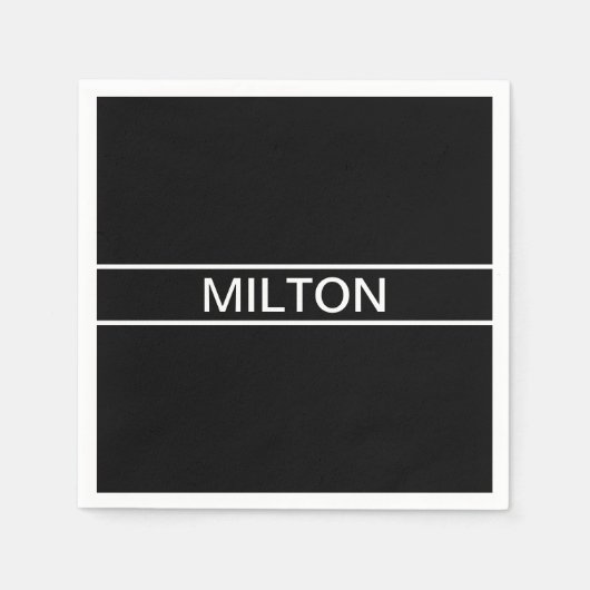 Serviette En Papier Texte personnalisable | Bold Modern Black & White (Devant)