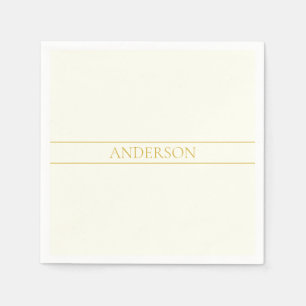 Serviette En Papier Texte personnalisable élégant simple Or blanc ca