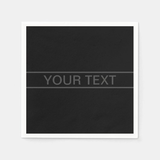 Serviette En Papier Texte personnalisable | Gras moderne noir et gris (Devant)