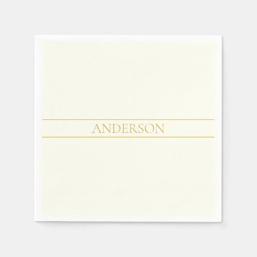 Serviette En Papier Texte personnalisable simple et élégant | Or blanc (Devant)