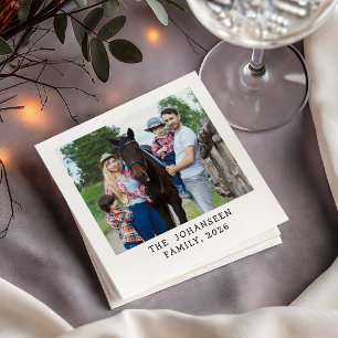 Serviette En Papier Texte personnalisé avec nom de famille et photo pe