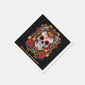 Serviette En Papier Texte personnalisé Dia de Muertos ☠️ Crâne à sucre (Coin)