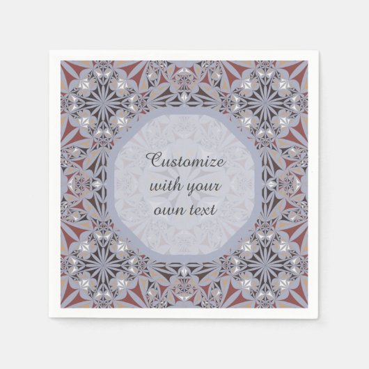 Serviette En Papier Texte personnalisé élégant de Bourgogne et Grey (Devant)