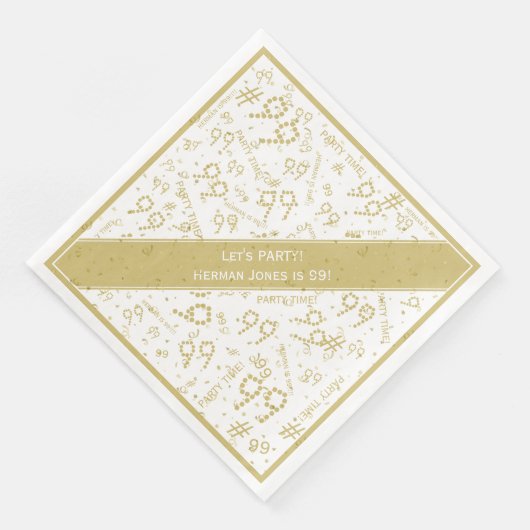 Serviette En Papier Texte personnalisé et âge d'anniversaire Motif or/ (Coin)