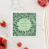 Serviette En Papier Texte personnalisé eucalyptus Frame Napkin - vert  (En situation)