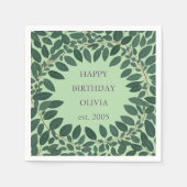 Serviette En Papier Texte personnalisé eucalyptus Frame Napkin - vert  (Devant)