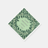 Serviette En Papier Texte personnalisé eucalyptus Frame Napkin - vert  (Coin)