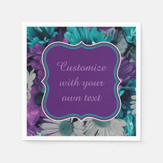 Serviette En Papier Texte personnalisé Purple and Blue Flower (Devant)