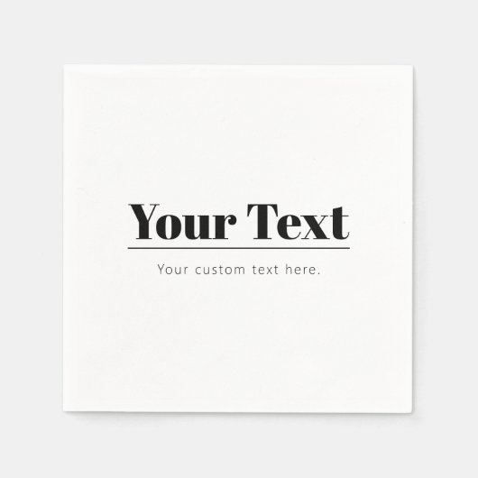 Serviette En Papier Texte rétro-moderne élégant | Noir & Blanc (Devant)