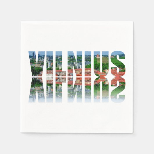 Serviette En Papier Texte Vilnius avec réflexion (Devant)