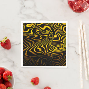 Serviette En Papier Texture de tourbillons noir jaune or