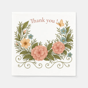 Serviette En Papier Thank You — Floral Half-Crown Paper Napkin