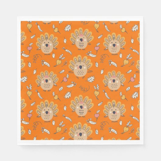 Serviette En Papier Thankesgiving Fall Turkey (Devant)