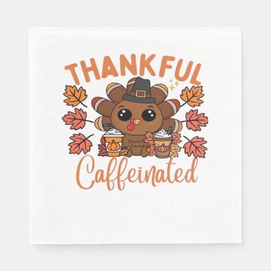 Serviette En Papier Thankful Et Caffeiné Drôle Thanksgiving Café (Devant)