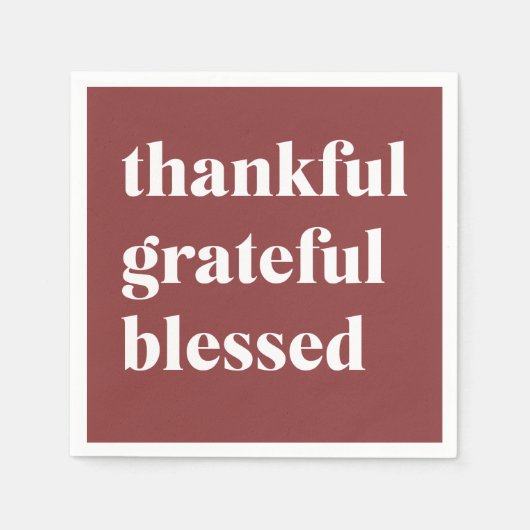 Serviette En Papier Thankful Grateful Blessed (Devant)