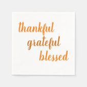 Serviette En Papier Thankful Grateful Blessed Thanksgiving (Devant)