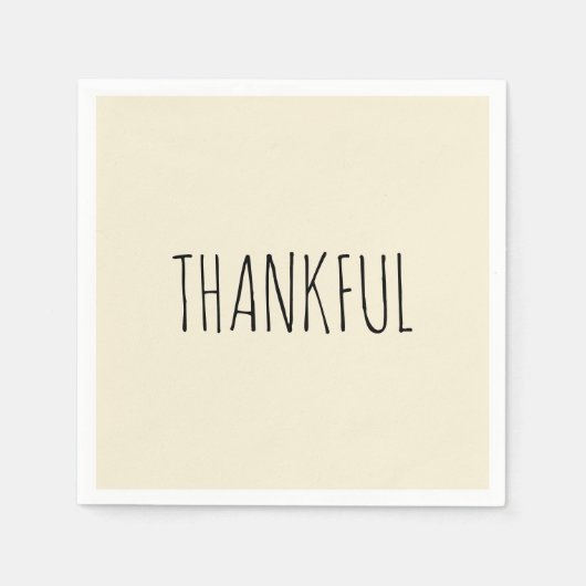 Serviette En Papier THANKFUL Thanksgiving Cream & Black Coctail (Devant)