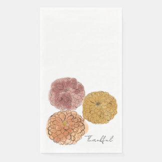 Serviette En Papier “Thankful” Watercolor Mums Guest Napkins – 50 Coun