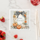 Serviette En Papier Thankgiving noir et blanc Plaid Bow (En situation)