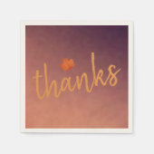 Serviette En Papier Thankgiving Script Moderne Orange Feuille d'automn (Devant)