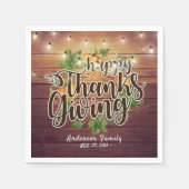 Serviette En Papier Thanksgiving Automne quitte Citrouille String lumi (Devant)